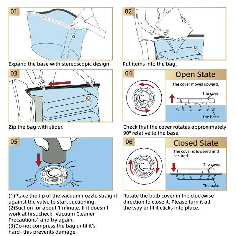 TAILI 6 Pack Vacuum Storage Bags, Jumbo Cube (31x40x15 Inch), Extra Large Vacuum Seal Bags for Clothing, Comforters, Blankets, Pillow, Bedding, Closet Organization Space Saving, Cream - Image 5